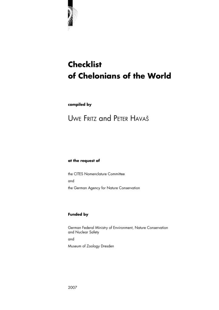 checklist of chelonians of the world (2007) — cover