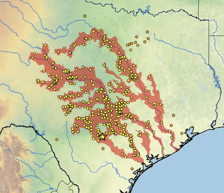<em>Pseudemys texana</em> Distribution Map
