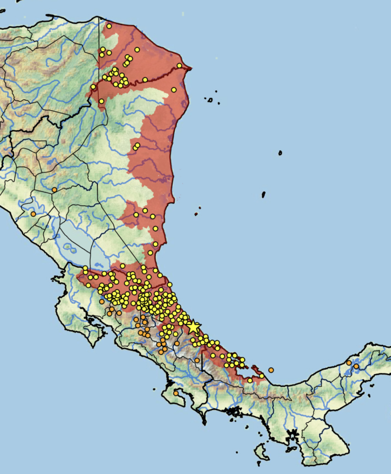 <em>Rhinoclemmys funerea</em> Distribution Map