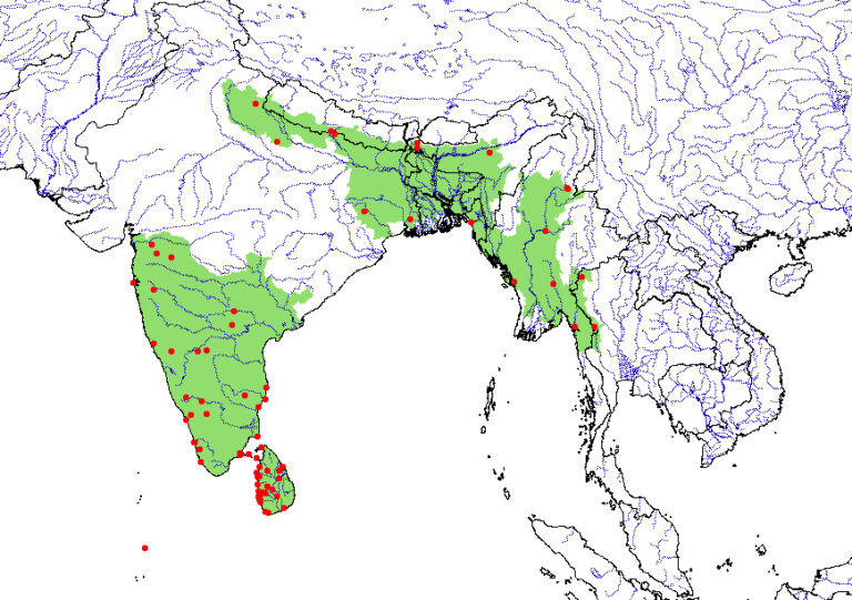 <em>Melanochelys trijuga</em> Distribution Map